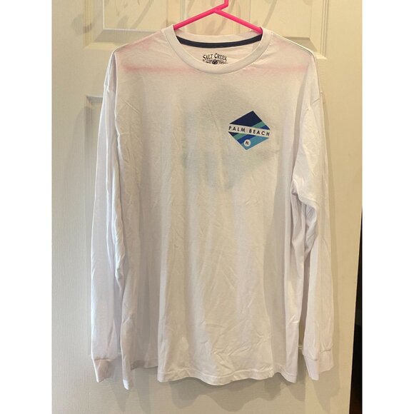 Men's L/S white Salt Creek 2XL tee with Palm Beach design - Picture 2 of 3
